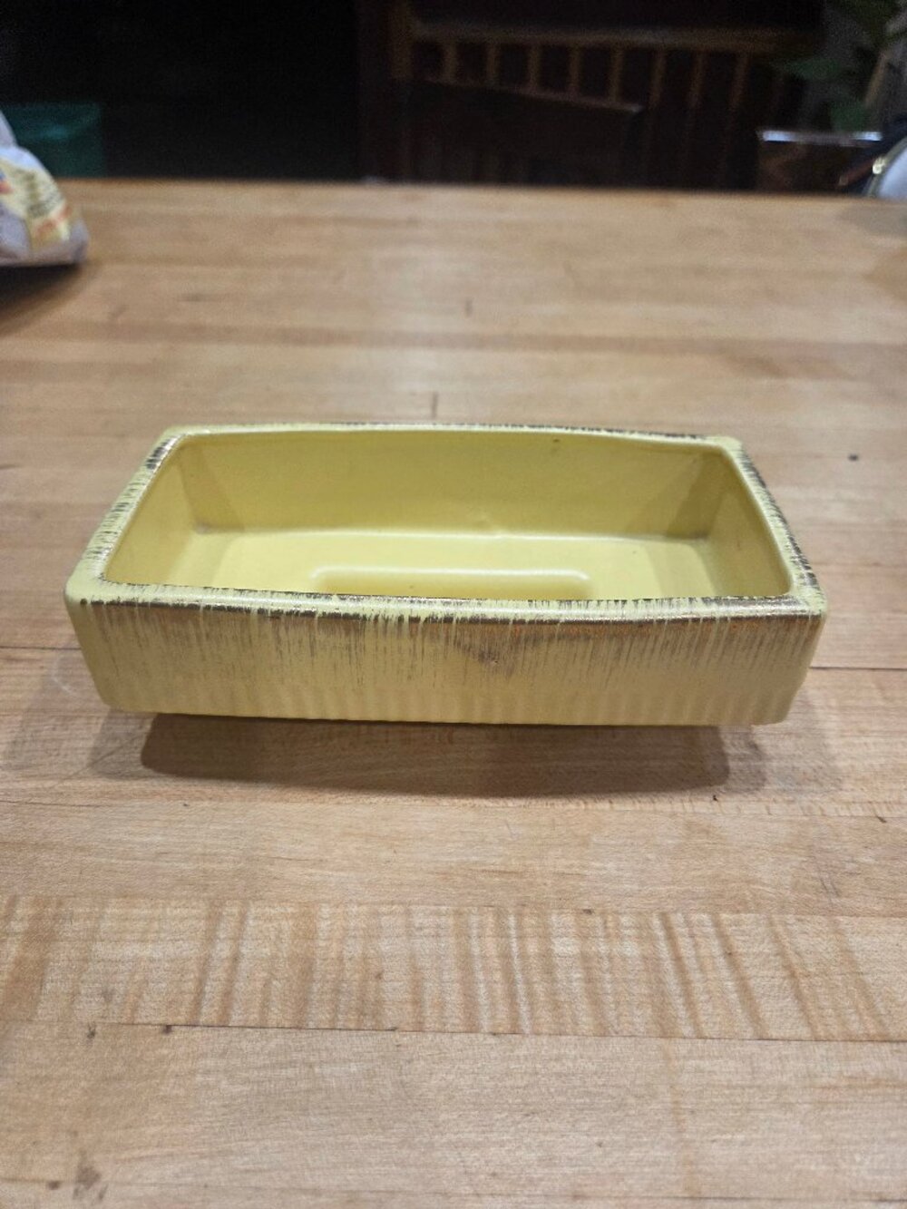Vintage 1963 Inarco Sun Glo Yellow Ceramic Rectangular Planter E1150 Japan